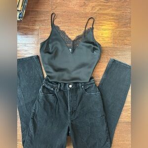 Abercrombie 90’s straight leg high rise vintage feel black jean